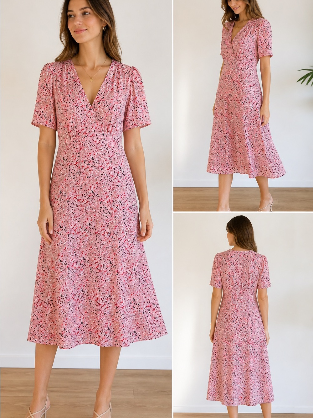Axara (Paris) ‘Robe de thé’ - Floral Pink Women's Dress Small